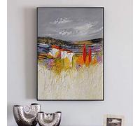 Tableau Peinture Huile sur Toile,Ciel Gris Créatif Hillside Forêt Rivière Paysage Texture Grandes Peintures À l'huile Art Moderne Abstrait Oeuvre Toile Mur Art Peintures Salon Chambre Décor À