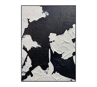 Tableau Peinture Huile Sur Toile, Noir Blanc Texture Géométrique Couleur Assortie Minimaliste Moderne Abstrait Oeuvre Sans Cadre Original Peint À La Main Peintures À L'Huile Sur Toile Art Mural