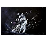 Tableau Peinture reproduit sur Aluminium Golf Black and White, Tableau Aluminium design, tableau alu-Dibond, décoration murale, photo Dibond, 120x80 cm, Noir et Blanc