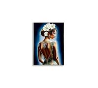 Tableau Peinture silhouette féminine couronne de fleurs - Toile Bois Pin - 72x102cm Multicolore
