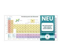 Tableau périodique des éléments PSE - Carte en plastique chimie, école | 118 éléments, 10 valeurs caractéristiques, dos explique l'orbitale, l'électronégativité, les niveaux d'oxydation. Études