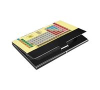 Tableau périodique des éléments sur jaune avec chiffres atomiques, porte-noms en cuir synthétique et acier inoxydable pour cartes de visite, porte-cartes de crédit, portefeuille fin pour cartes de