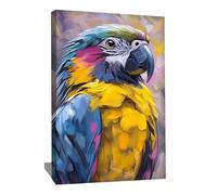 Tableau Perroquet Moderne - Decoration Murale Oiseau - Toile Oiseau Tropical - Art Mural Chambre - Impression Sur Toile Salon - Idee Deco Chambre - Tableau Animal Exotique (120x80cm)