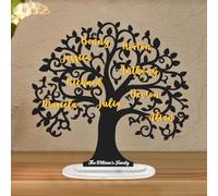 Tableau personnalisé arbre généalogique personnalisable avec 1 à 15 noms en acrylique, arbre de vie, décoration de la maison, anniversaire, fête des mères, fête des pères pour maman