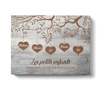 Tableau Personnalisé Famille Arbre à coeurs Bois pour Décoration Murale Salon | Idée de Cadeau Personnalisé Femme ou Homme | Cadre Personnalisé pour Anniversaire | Objet Personnalisé avec Prénom