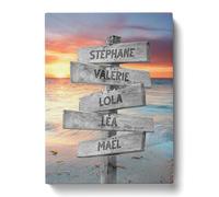 Tableau Personnalisé Famille Coucher Soleil Plage pour Décoration Murale de Salon | Idée de Cadeau Personnalisé Femme ou Homme | Cadre Personnalisé pour Anniversaire | Objet Personnalisé avec Prénom