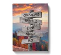 Tableau Personnalisé Famille Montagne Automne pour Décoration Murale de Salon | Idée de Cadeau Personnalisé Femme ou Homme | Cadre Personnalisé pour Anniversaire | Objet Personnalisé avec Prénom