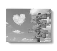 Tableau Personnalisé Famille Nuage Coeur Noir et Blanc Décoration Murale de Salon | Idée de Cadeau Personnalisé Femme ou Homme | Cadre Personnalisé pour Anniversaire | Objet Personnalisé avec Prénom