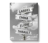Tableau Personnalisé Famille Nuages Noir et blanc pour Décoration Murale de Salon | Idée de Cadeau Personnalisé Femme ou Homme | Cadre Personnalisé pour Anniversaire | Objet Personnalisé avec Prénom
