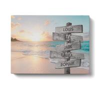 Tableau Personnalisé Famille Plage Lever Soleil pour Décoration Murale de Salon | Idée de Cadeau Personnalisé Femme ou Homme | Cadre Personnalisé pour Anniversaire | Objet Personnalisé avec Prénom