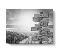 Tableau Personnalisé Famille Plage noir et blanc pour Décoration Murale de Salon | Idée de Cadeau Personnalisé Femme ou Homme | Cadre Personnalisé pour Anniversaire | Objet Personnalisé avec Prénom