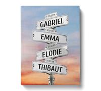 Tableau Personnalisé Famille Ville Nuages Couleur pour Décoration Murale de Salon | Idée de Cadeau Personnalisé Femme ou Homme | Cadre Personnalisé pour Anniversaire | Objet Personnalisé avec Prénom