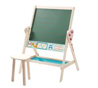 Tableau pivotant double face avec tabouret vert / naturel TU