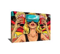 Tableau Pop Art Avec Cadre Femme Impression Sur Toile Pop Culture Moderne Tableau Futuriste Bureau Déco Salon Vintage Rétro Toile Pop Art Grand Format Déco Comics Moderne (120x80cm)