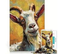 Tableau Portrait de Chèvre Souriante, Puzzle 1000 Pièces, Jeu de Réflexion pour Adultes, Activité Créative à Partager, Découpe de Précision, Exposition 38x26cm