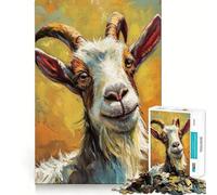 Tableau Portrait de Chèvre Souriante, Puzzle de 1000 Pièces pour Adultes, Jeu de Réflexion, Jeu d'Assemblage Silencieux et Amusant, Cadeau Exquis 38x52cm