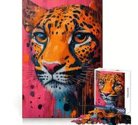 Tableau Portrait de Léopard Rose, Puzzle de 1000 Pièces pour Adolescents, Jeu Mental, Moment de Paix, Découpe Premium, Cadeau Artistique (38x26cm)