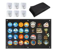Tableau pour Ecusson 60 x 45 cm pour Badges, Tampons, Patchs, Autocollants | Patches de Suspension avec 6 Crochets Adhésifs, Pliable Tableau Scratch Pour Écusson, Panneau Scratch Avec œIllets (Noir)