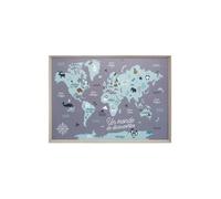 Tableau pour Enfant "Carte du Monde" 50x70cm Bleu