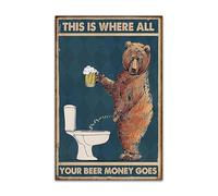 Tableau Pour Salon Contemporain Decoration Murale Salon Vintage mur Art photo imprime drôle ours boire de la bière et aller aux toilettes affiche toile peinture pour chambre décoration de la maison