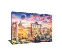 Tableau Rome Antique - Affiche Murale Architecture - Impression Sur Toile Italie - Tableau Historique - Grande Affiche Décoration Murale Paysage - Toile Moderne Design Salon (120x80cm)