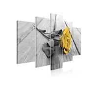 Tableau - Rose on Wood (5 Parts) Wide Yellow - 100x50 (8349)