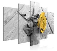Tableau - Rose on Wood (5 Parts) Wide Yellow - 100x50 Artgeist (8349) Rose G