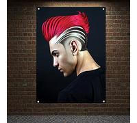 Tableau rouge sculpté Pomade Peinture Bannière Peintures Colorées pour Homme Poster Drapeau Mural Coiffure Edgy Coiffure pour Homme 96 x 144 cm