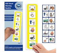 Tableau Routine Enfant Matin - Emploi du Temps/Rituel - 12 Pictogrammes Autisme Materiel Enfant - Calendrier de Planning - TDAH Outil (Anglais)
