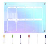 Tableau Semainier Effaçable en Acrylique pour Planning Visible | Fixation Aimantée pour Réfrigérateur ou Bureau, Surface Lisse Polie, Usage École, Restaurant