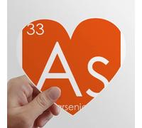 Tableau Semimetal Arsenic comme éléments de Chimie Les Autocollants d'ordinateur ou de Bagage avec la Forme de cÅ“ur