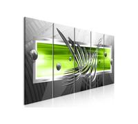 Tableau Silver Wings (5 Parts) Narrow Green-Taille L 200 x H 80 cm Imprimé