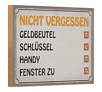 Tableau souvenir « Ne pas oublier » | Liste de contrôle des objets du quotidien | Plaque décorative en bois | 18 cm x 12 cm