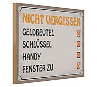 Tableau souvenir « Ne pas oublier » | Liste de contrôle des objets du quotidien | Plaque décorative en bois | 40 cm x 30 cm