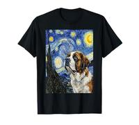 Tableau St Bernard Chien Van Gogh Nuit étoilée T-Shirt