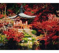 Tableau Strass Diamant Crystal Art Temple Japonais 40x50cm - Kit Diamant