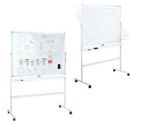 Tableau sur Pied avec Roulettes, Tableau Blanc Magnétique Double Face 90x120 cm, Tableau Mobile Pivotant et Réversible, Surface Effaçable pour Salle de Conférence, École et Bureau à Domicile (Blanc)