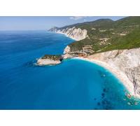 Tableau sur toile 110 x 70 cm : panoramique aérien célèbres lieux touristiques de Paradise Beach à Leucade, en Grèce, falaises légendaires de Porto Katsiki et (176460468)