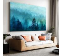 Tableau sur Toile 120L x 80l cm Grand Tableau Mural Forêt Brumeuse Forêt Paysage Pins, Impression Toile Premium Non Encadrée Shabby Chic - Affiche Déco Esthétique pour Chambre et Salon Salle de Bain