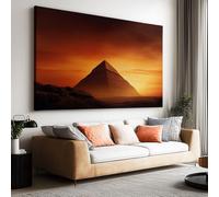 Tableau sur Toile 140L x 70l cm Grand Tableau Mural Orange Ciel Pyramide Architecture, Impression Toile Premium Non Encadrée Paysage Naturel - Affiche Déco Esthétique pour Chambre Salon Salle de Bain