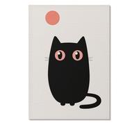 Tableau sur Toile 210x297 Chat noir yeux roses fond blanc animaux design moderne chambre idée cadeau original drôle
