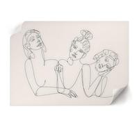 Tableau sur Toile 42x29,7 cm | Format A3 | Dessin au trait de femmes