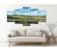 Tableau sur Toile 5 Pieces Paysage De Toscane Decoration Murale Moderne pour Salon Vert Grand Tableau Multi Panneau pour Chambre, Cuisine 225x110 cm