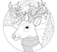 Tableau sur toile à colorier cerf Noël 30x30 cm CEANOTHE Décoration Murale Art Décoratif Muraux Peinture Imprimée en HD Salon Chambre Bureau Fabriqué en France Blanc G