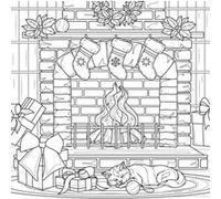 Tableau sur toile à colorier feu de Noël 30x30 cm CEANOTHE Décoration Murale Art Décoratif Muraux Peinture Imprimée en HD Salon Chambre Bureau Fabriqué en France Blanc G