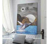 Tableau sur toile « A Whale Of A Time » pour adultes, idéal comme cadeau pour enfants, décoration intérieure pour salon, chambre, cadeau d'anniversaire pour femmes, 60 x 90 cm (24 x 36 pouces).