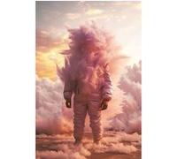 Tableau sur toile astronaute 45x65 cm CEANOTHE Décoration Murale Art Décoratif Muraux Peinture Imprimée en HD Salon Chambre Bureau Fabriqué en France Rose G