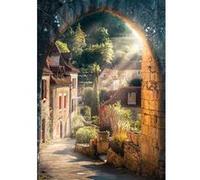 Tableau sur toile aurore Saint-Cirq-Lapopie 100x140 cm CEANOTHE Décoration Murale Art Décoratif Muraux Peinture Imprimée en HD Salon Chambre Bureau Fabriqué en France Beige G