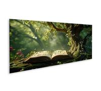 Tableau sur toile Aventures du vieil arbre et murmures anciens Découvrez le livre Mural Library Buchhan - Toile 120x40 cm - Panorama