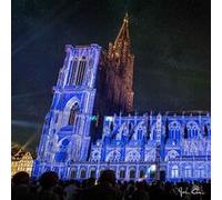 Tableau sur toile ballet d'ombres cathédrale de Strasbourg 45x45 cm CEANOTHE Décoration Murale Art Décoratif Muraux Peinture Imprimée en HD Salon Chambre Bureau Fabriqué en France Bleu G